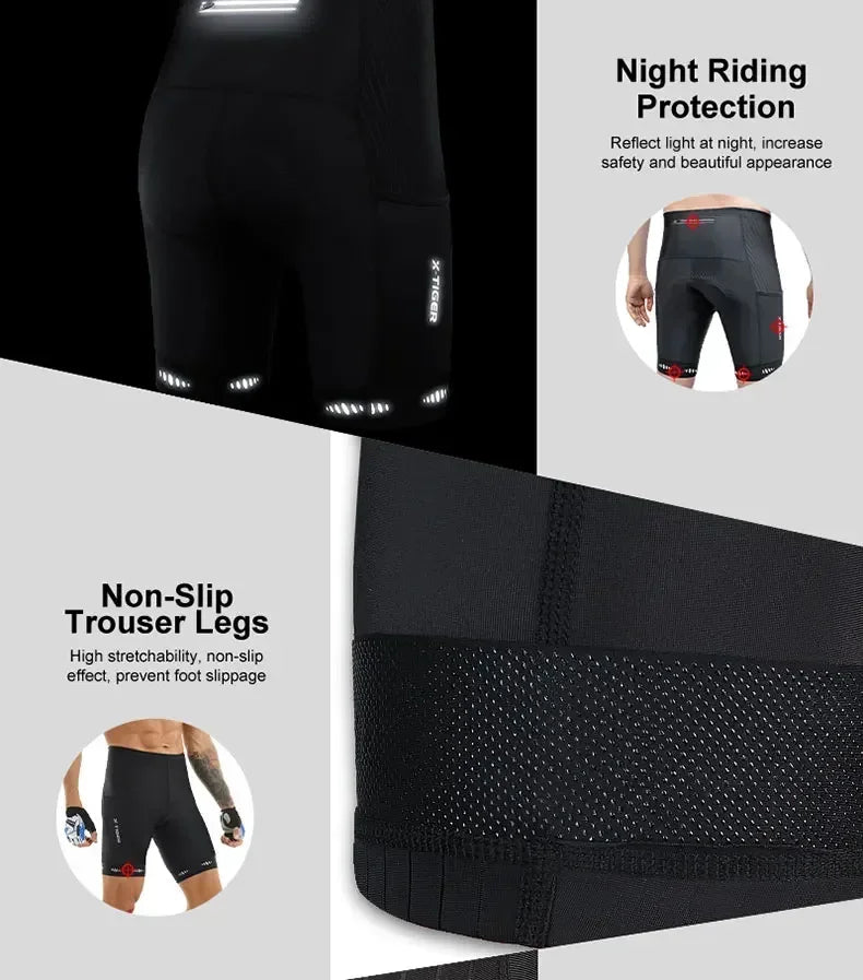 Pantalones Cortos de Ciclismo X-TIGER para Hombre – Comodidad y Rendimiento en Cada Ruta 🚴‍♂️🔥