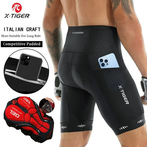 Pantalones Cortos de Ciclismo X-TIGER para Hombre Con Bolsa – Confort y Rendimiento en Cada Ruta 🚴‍♂️🔥