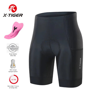 Pantalones cortos de ciclismo X-Tiger azules, mallas profesionales de licra transpirables para mujer, pantalones cortos deportivos para ciclismo de montaña o carretera, 7 horas de ciclismo.